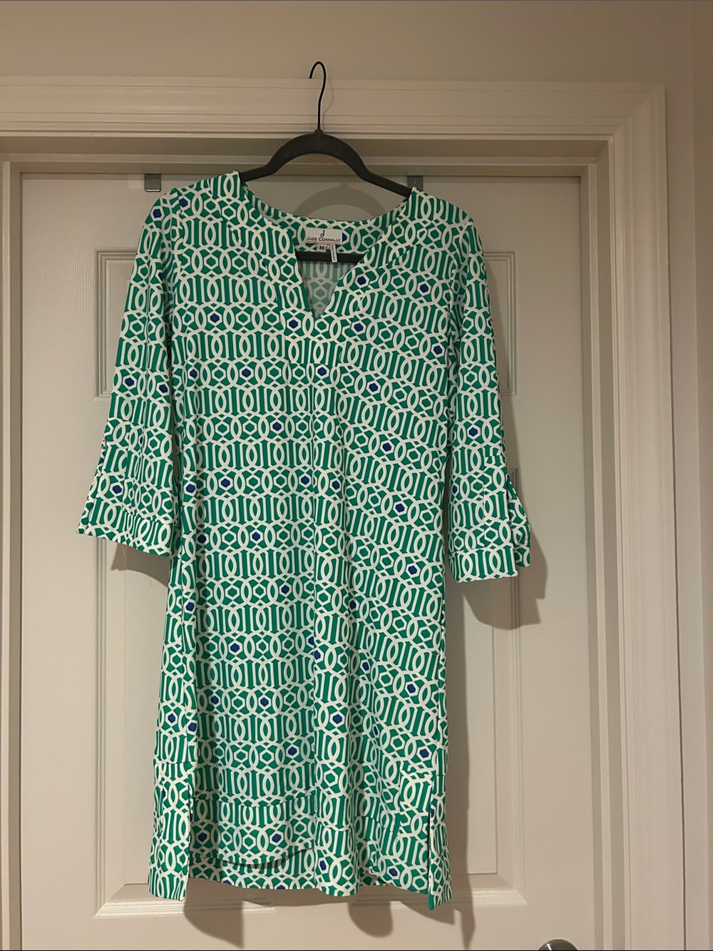 Jude Connally Green Geometric Midi Dress